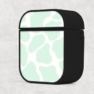 Mint Green Cow Print Airpod Case